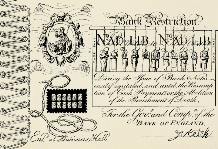 George Cruikshank, Bank Restriction Note, Satire, Protest, Uttering, Forgery, Bank Notes, Currency, St. John's Cemetery Project, Old Parramattans, Convicts, Transportation, Sarah Moses, Tell the World I Died for Love, Died of Broken Heart, Bank of England
