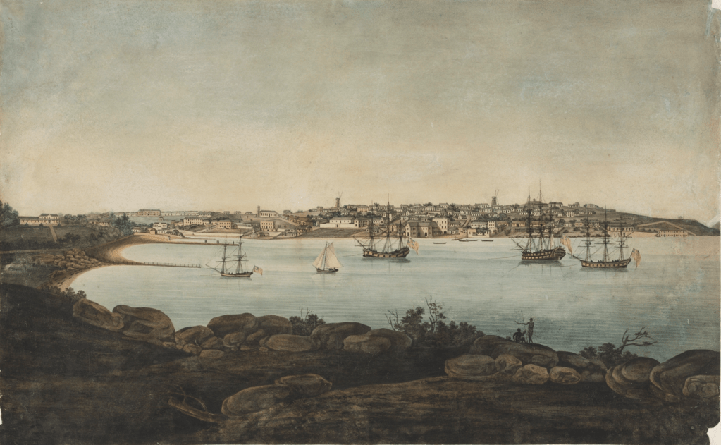 Orphan School, Sydney, George W. Evans, View of the west side of Warrane (Sydney Cove), Old Parramattans, St. John's Cemetery Project